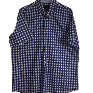 Bots‎ & Bots shirt XL 100% cotton blue white gingham short sleeve button logo'd